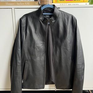 Theory Leather Zip bomber jacket